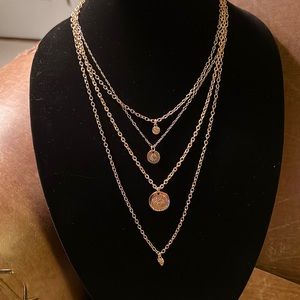 C 1946 Brand 4 Strand Layered Necklace Gold-Tone Metal